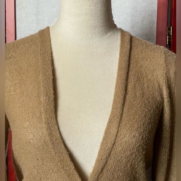 J. Crew Tan V-Neck Cardigan w/Snap Buttons Down the Center *Wool* (Small) - Picture 10 of 11